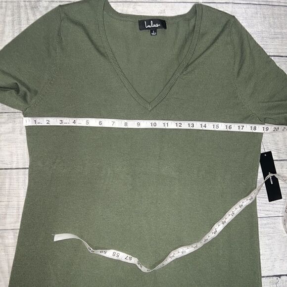 NEW Lulu’s Ballad Olive Green Half-Sleeve Sweater Dress Shift sz L Large - Picture 6 of 9